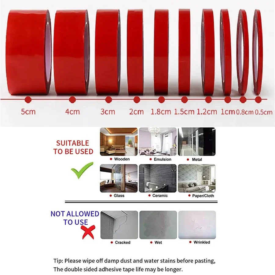 6/8/10/12/15/20/25/30mmDouble Sided Tape Nano Tape 3Meter Width Transparent Tape Washable Adhesive Nano Traceless Sticker Glue image 5