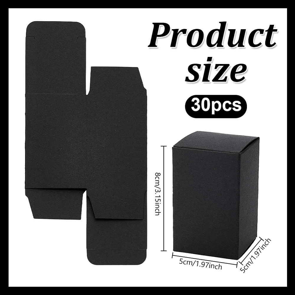 30pcs Essential Oil Packing Box 5x5x8cm Black Kraft Paper Gift Box Perfume Packaging Boxes Gift Wrapping Boxes