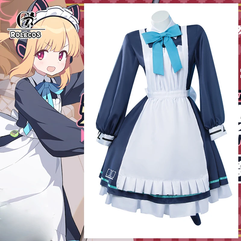 

ROLECOS Game HMS Saiba Momoi Cosplay Costume Blue White Maid Uniform Halloween Party Role Play Outfits