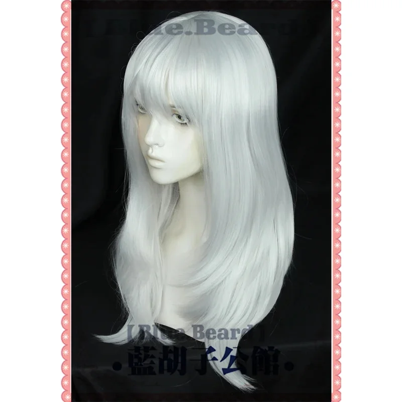 FINAL FANTASY XIV: FFXIV FF14 Estinien Varlineau Parrucca Cosplay con Orecchie Parrucca per Capelli Lunga 56 cm Argento Bianco Resistente al Calore