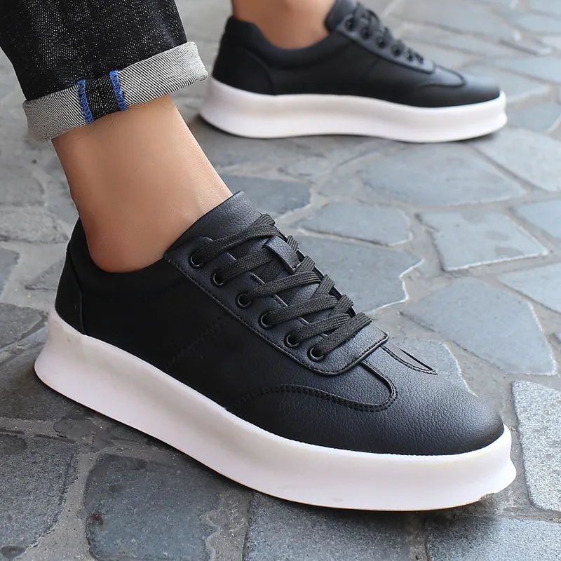 Xiao Bai Shoes 24 New Men\'s Elevated Thick Sole Fashion Casual Low Top Solid Color Board Shoes Versatile Super Fiber Men\'s Shoes