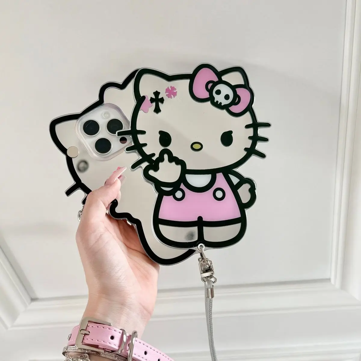 Kawaii Hello Cute Kittyt Crossbody Phone Case with Slide Out Makeup Mirror for IPhone 17 Pro Max 16 Pro New Model Birthday Gift view 4
