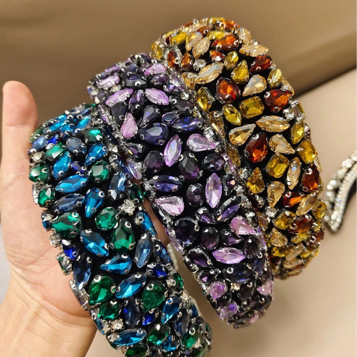 الأوروبية والأمريكية الفاخرة الرجعية الباروك كامل الماس عقال الشعر التبعي #3