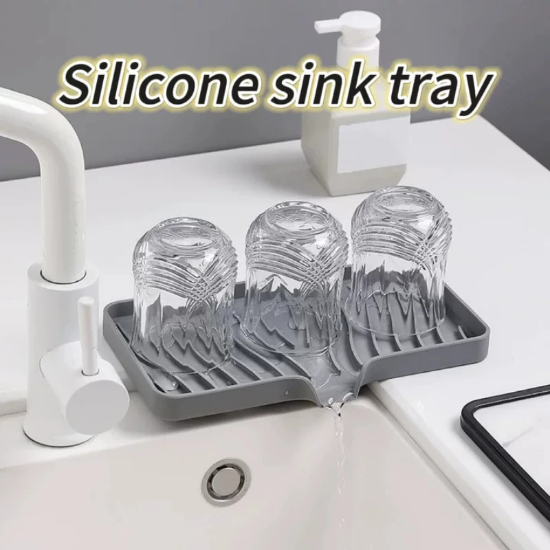 Silikon Wasserhahn Matte Küche Waschbecken Tablett Seife Spender Schwamm Ablauf Pad Waschbecken SplashDrying Matte Arbeitsplatte Ablage SoapTray