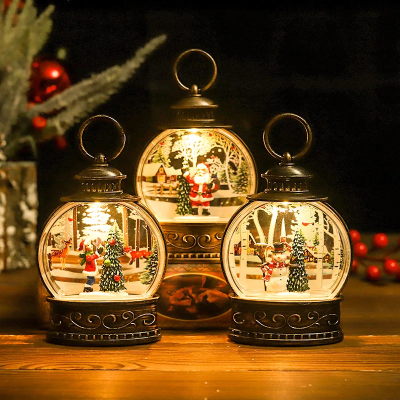 Lighted Christmas Ball Night Light Creative Santa Claus/Snowman/Tree Decoration Bedside Decor Ornaments Night Light Xmas Gift