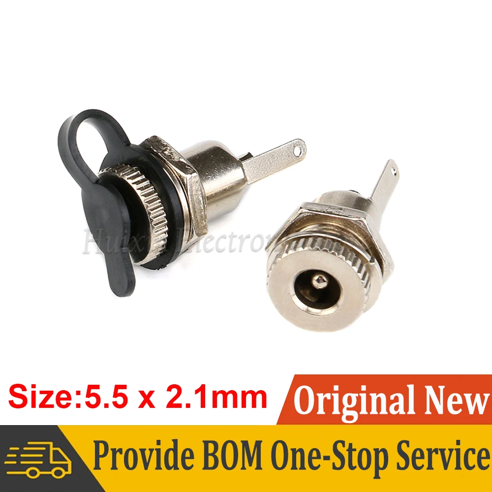 

5Pcs DC-099 5.5 x 2.1mm DC Power Female Socket Jack Panel Mount Connector 5.5*2.1mm Metal DC Jack Adapter and Waterproof Cap