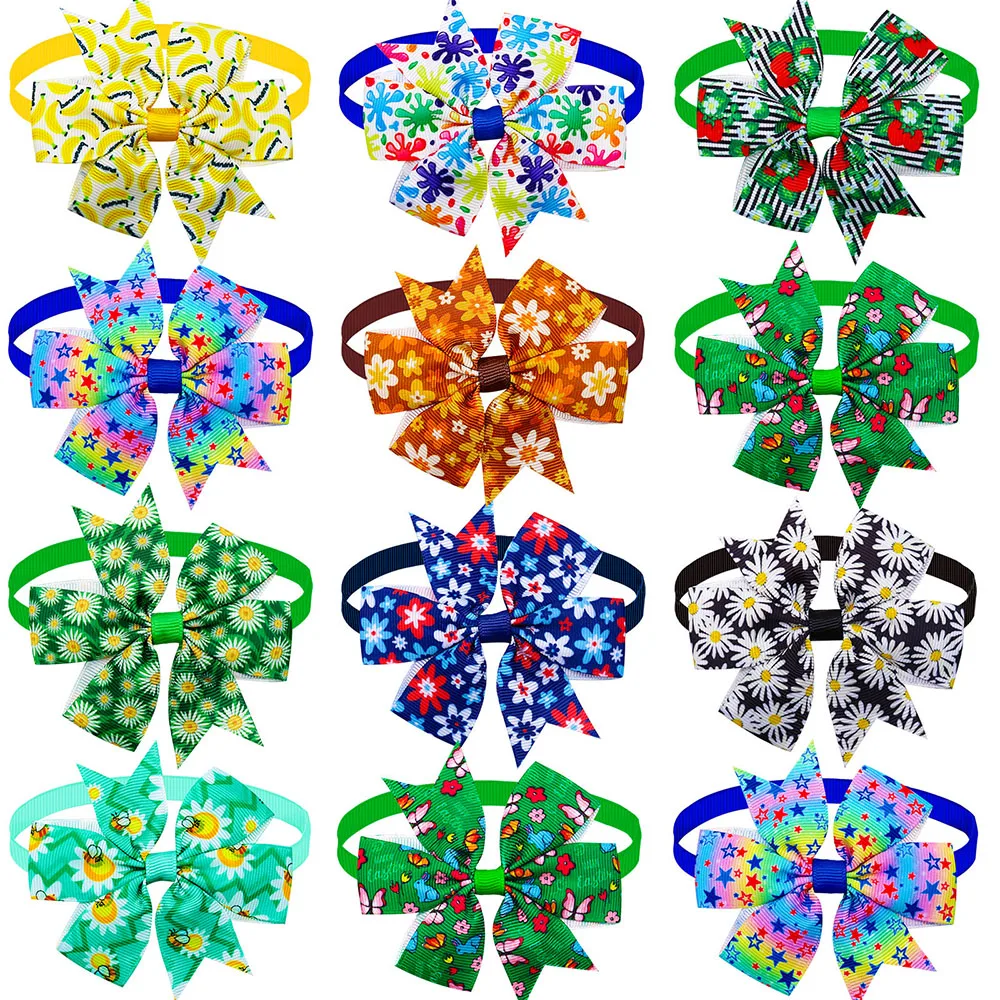 50PCS Summer Small Dog Bow Tie For Dogs Pets Bows  For Small Dogs Grooming Hair Bows Pets Accessories For Dogs