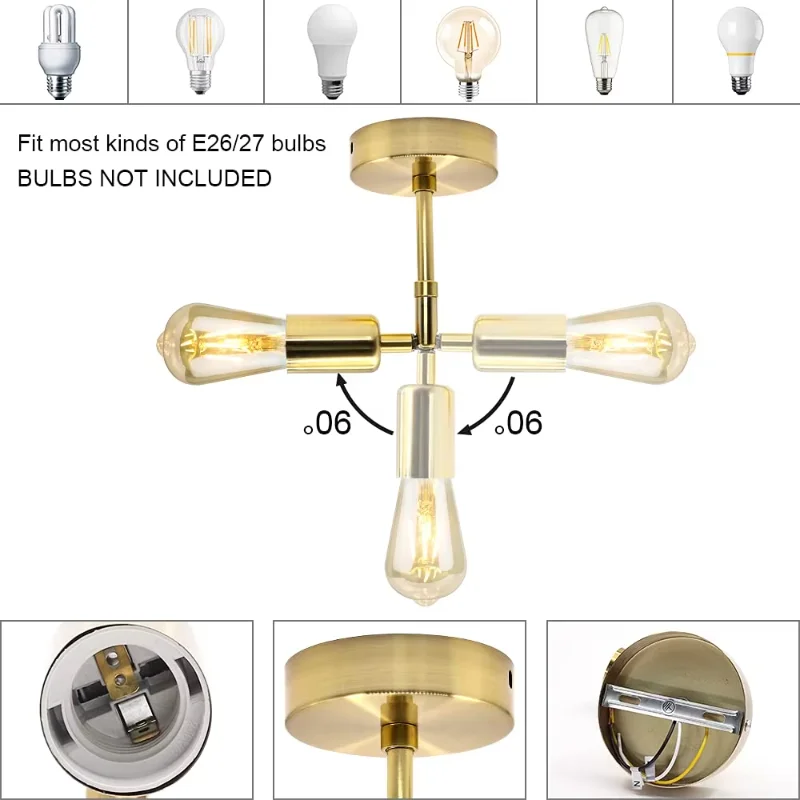 LED Wall Lamp 180° Rotatable Industrial E26 E27 WIth ST64 Bulbs Bedroom Bedside Bathroom Mirror Wall Light Vanity Fixture