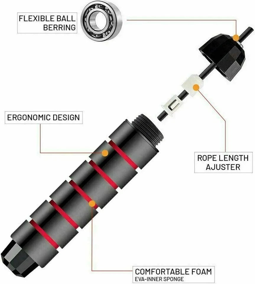 Red Jump Rope Gym Aerobic Exercise Boxing Skipping Bearing Speed Fitness US