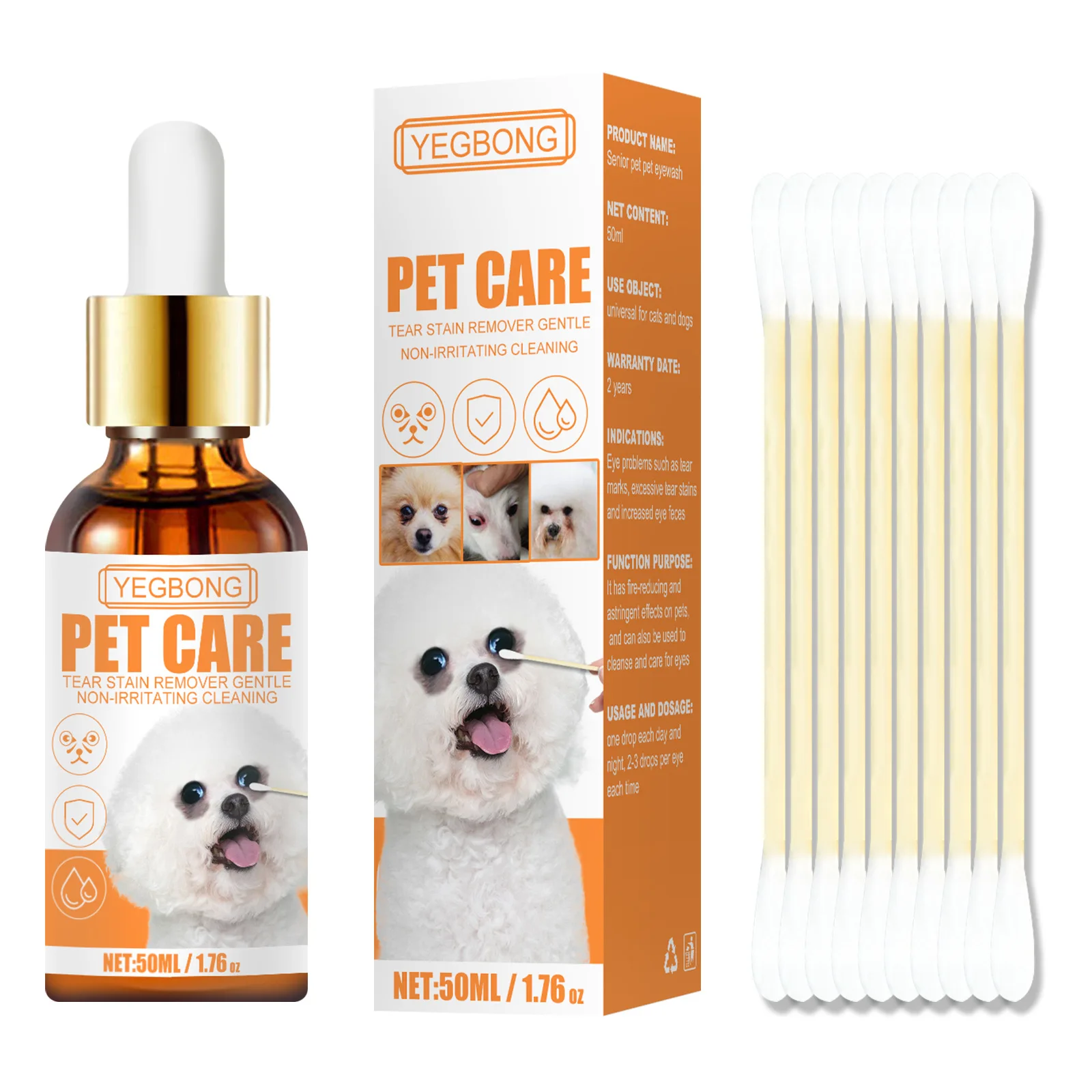 Tear Remover Herbal Formula 50ml Pet Eye Drops Dog Pet Tear Marks Cleaning Pure Plant Mild Deodorizing And Itching Safe