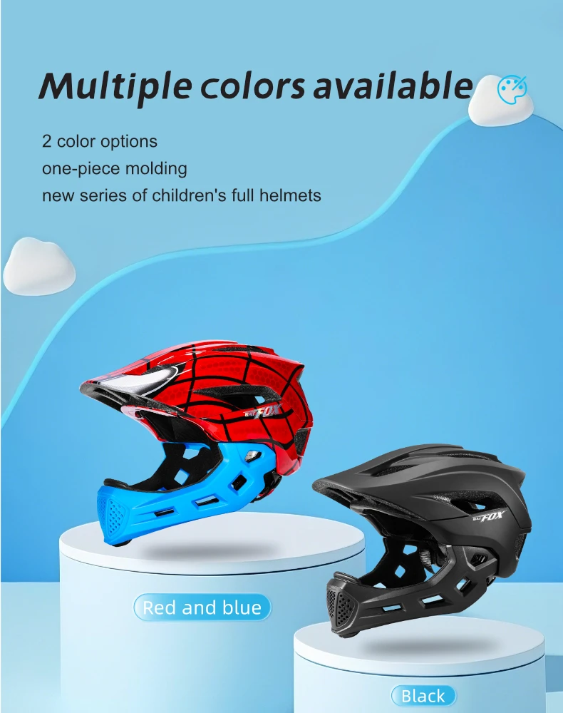 BATFOX Kinder Vollgesichts-Fahrradhelm Abnehmbarer Kinnriemen Stoßabsorbierende Schale Sicherheitszertifizierter Rad- und Rollerhelm für Kinder – Detail 15