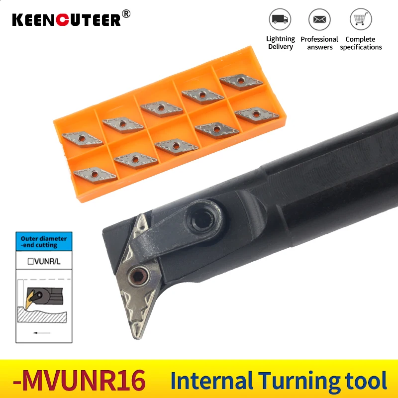 Suporte de Ferramenta de Rotação Interna Vnmg16 Conjunto de Ferramentas de Corte Cnc com Inserções de Carboneto Barra de Torno Peça S20r-mvunr16 S25s-mvunr16