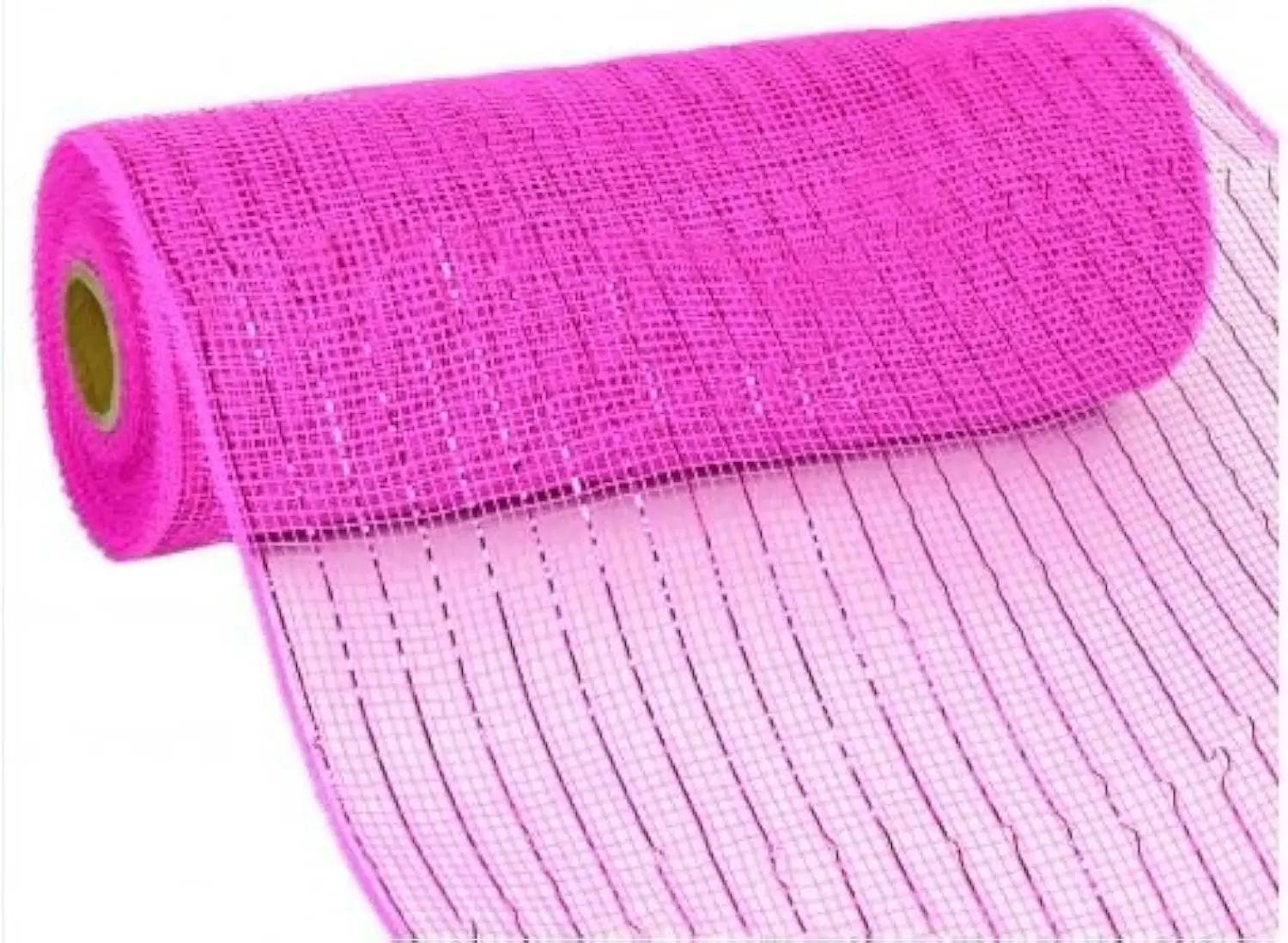 10 inch x 30 feet Deco Poly Mesh Ribbon (Metallic Hot Pink with Hot Pink Foil)