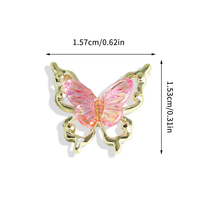 10 個グリッターネイルチャーム蝶 3d 合金カラフルなグラデーション蝶ネイルアートデコレーションネイルアクセサリー用品