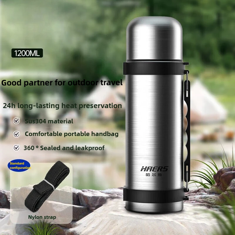 

Travel Thermos Cup Thermos 304 Stainless Steel Insulation Kettle Portable 1.2L Sports Kettle High Quality Outdoor Products