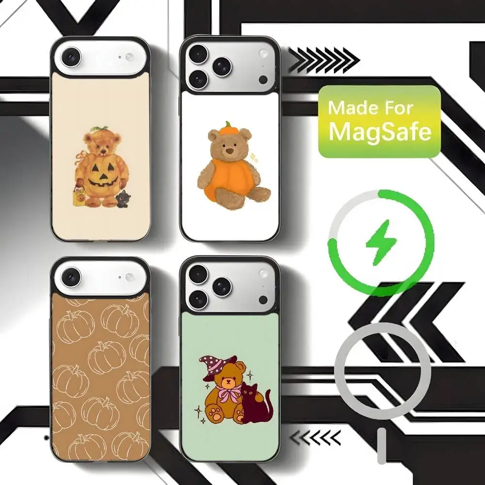 

Halloween Cute Pumpkins Bear Phone Case For iPhone 17,16,15,14,13,12,11,Pro,Max,Plus,Mini,E Magnetic Magsafe Wireless Charging