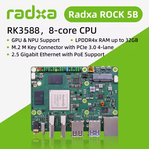 Radxa ROCK 5B RK3588 8-core CPU SBC, HDMI with 8K Output, and M.2 M Key Connector with PCIe 3.0, Single Board Computer