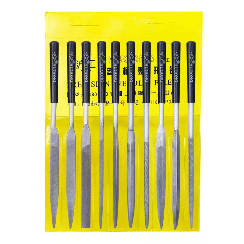 10 pz/set Set di lime ad ago in metallo Raspa per legno Lucidatura dei metalli Strumenti di file a mano Raspa in acciaio Classificazione dell'ago