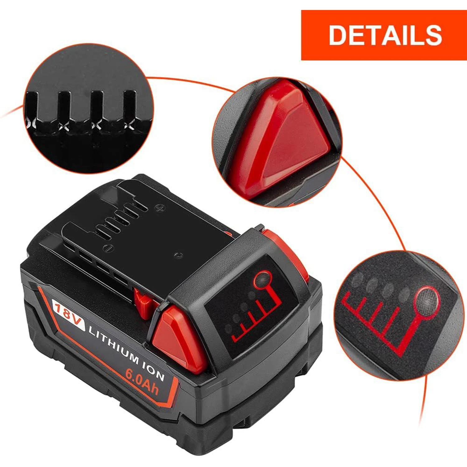 Replacement 18V Battery For milwaukee 18v 6Ah Rechargeable Battery Tool battery for Cordless Drill