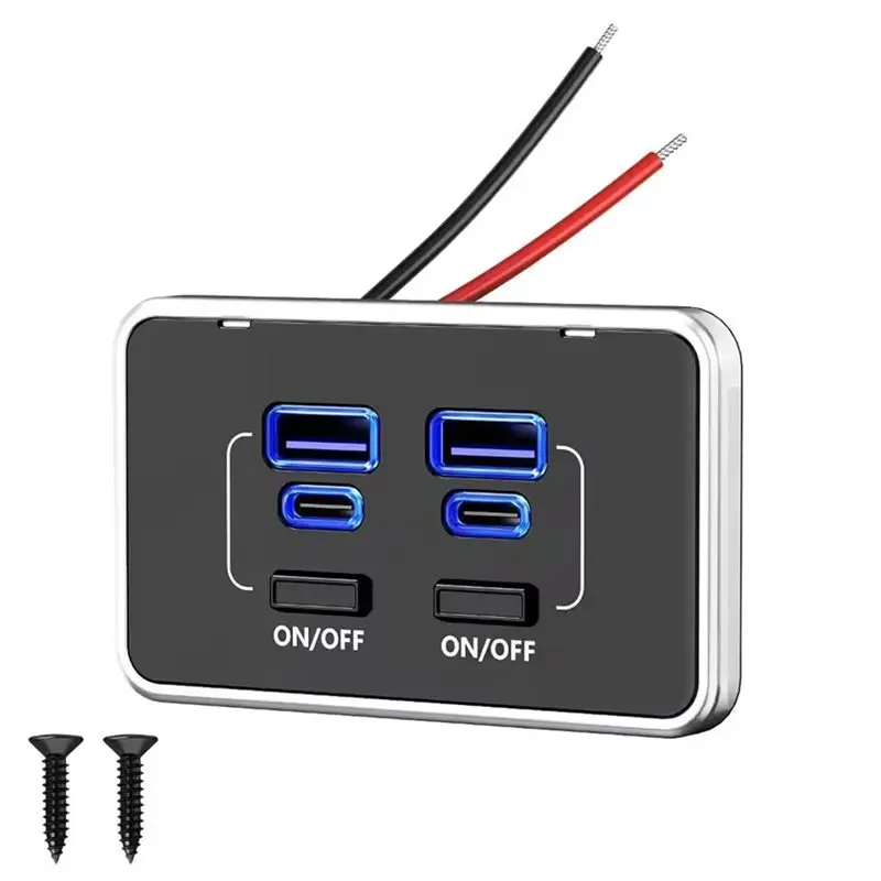 [NEW!】 USB Socket 4-Port 12V-24V Featuring Dual PD Type-C& QC 3.0 For Fast Charging
