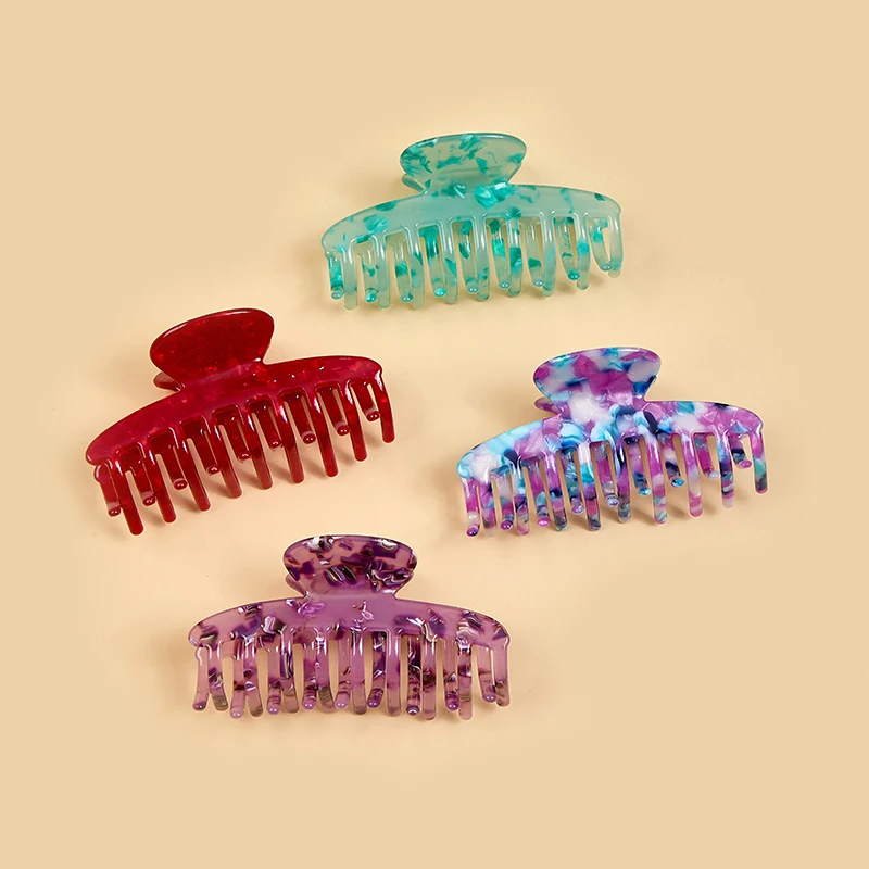 

Vintage 4-Color Floral Print Hair Claw Clip Women Boho Hair Accessories For Thick Hair Fashionable Girls Nonslip Crab Hairpins