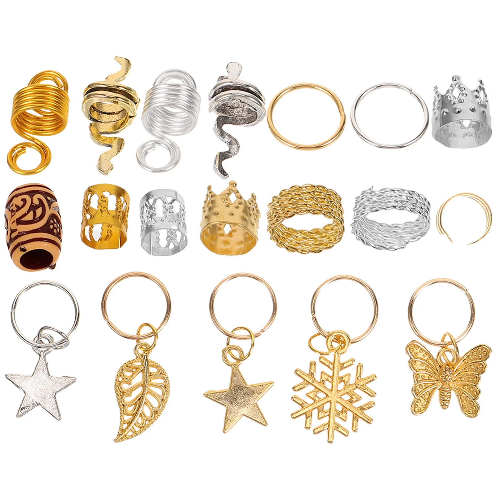 

146 шт. металлических украшений для волос: аксессуары для кос и дредов, маленькие кольца, шармы, декорации для женщин, аксессуары для плетения кос