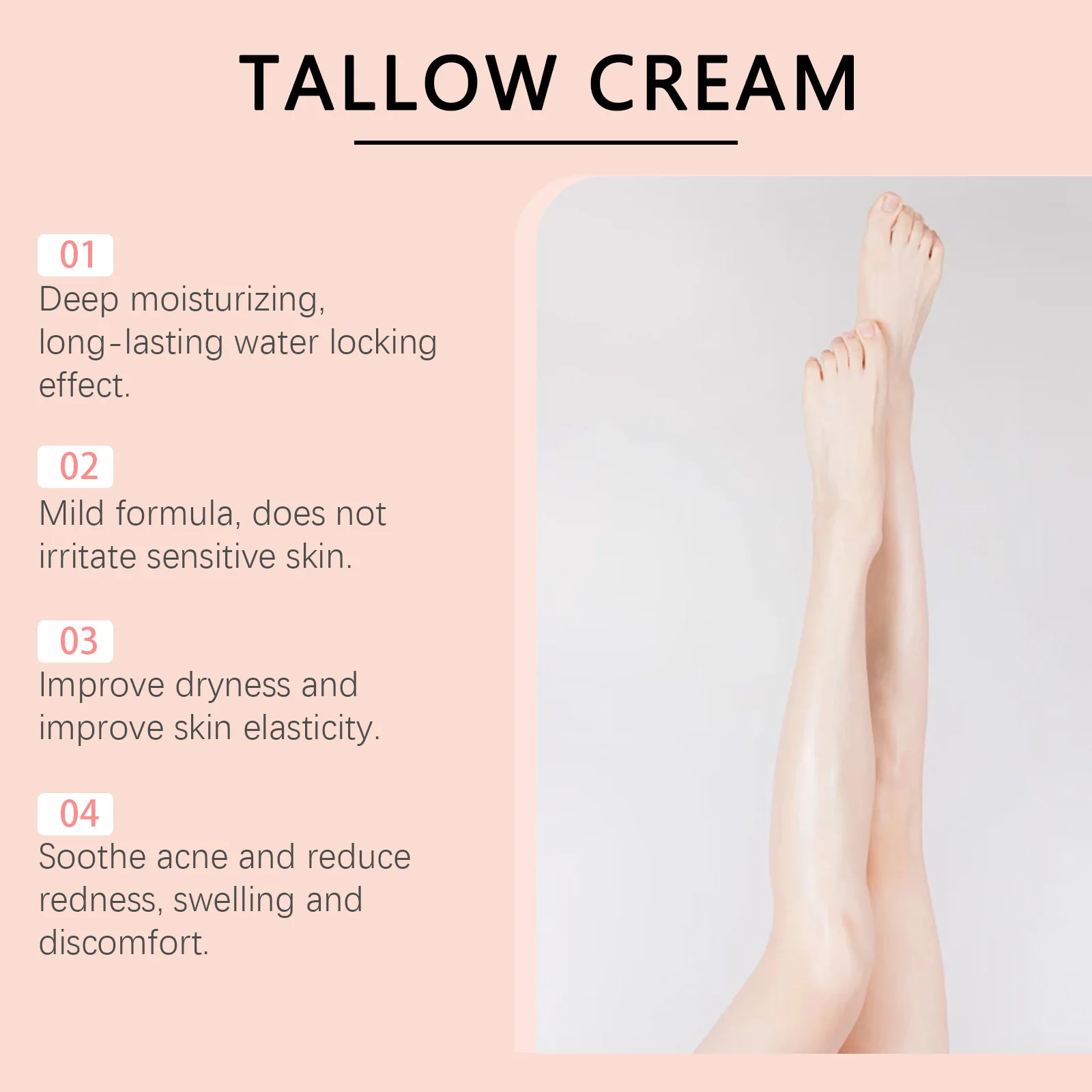 Grass Fed Whipped Tallow Moisturizer For A/W Extremely Dry Skin Hydrating Skin Barrier Repair Tallow Body Butter HandMoisturizer