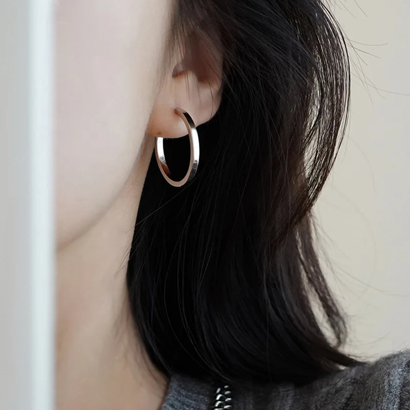New S925 Silver Plated Round Women's Earrings, Fashionable Geometric Round, Cute Earrings, girl Birthday Party Jewelry Gift