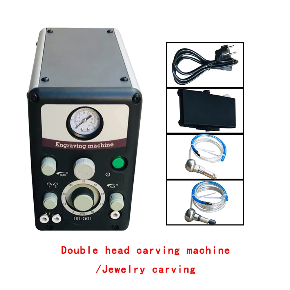 400-800RPM Double-Headed นิวเมติกเครื่องแกะสลักลูกปัด Reeling เครื่องนิวเมติก Micro-Mount แกะสลัก 220V 50HZ/110V 60HZ