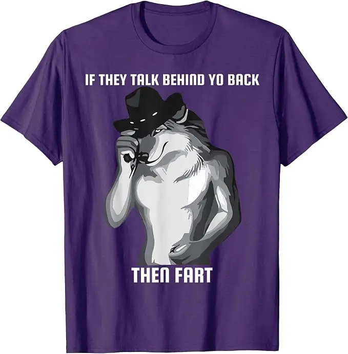 Wenn Sie hinter Ihrem Rücken reden, dann ist das ein lustiges, humorvolles T-Shirt mit einem Furz-Meme. Y2k Herrenmode, grafisches Oberteil, neuartiges Kurzarm-T-Shirt. – Detail 9
