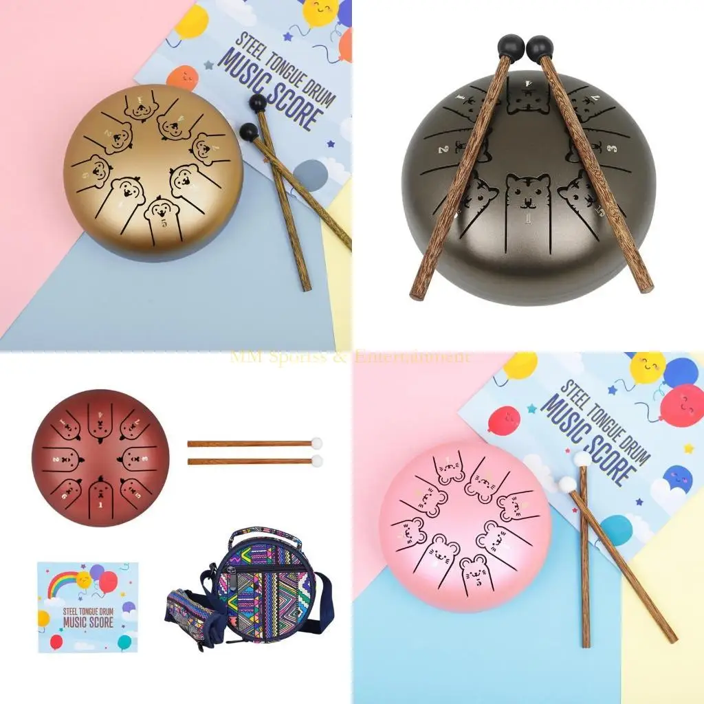 

31BE 8-тональный стальной барабан для языка C Перкуссионный инструмент Handpan Drum для начинающих