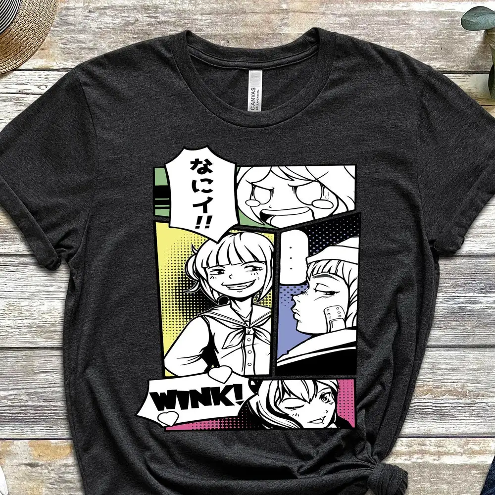 Anime T Shirt Meme Geek Japanese Style Design Cool Manga Comics Wink