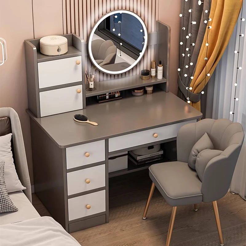 Tocador de lujo para dormitorio de niñas, cajón de Tocador negro para mujer, Tocador de Maquillaje para el hogar, decoración Interior