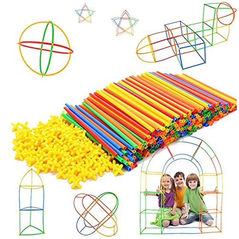 4D Building Straws And Connectors For Kids Bloques De Construcción Educational Interlocking Plastic Toys Bouwstenen Kinderen