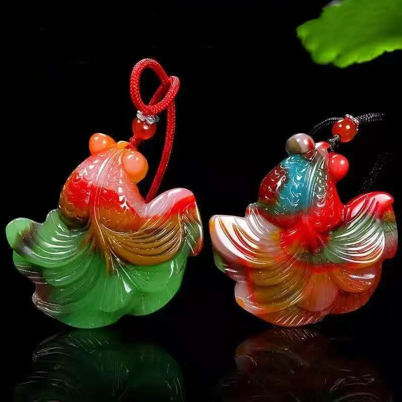 Xinjiang Hetian Jade Colorful Jade Fish Pendants for Men and Women Have More Pendants for Years