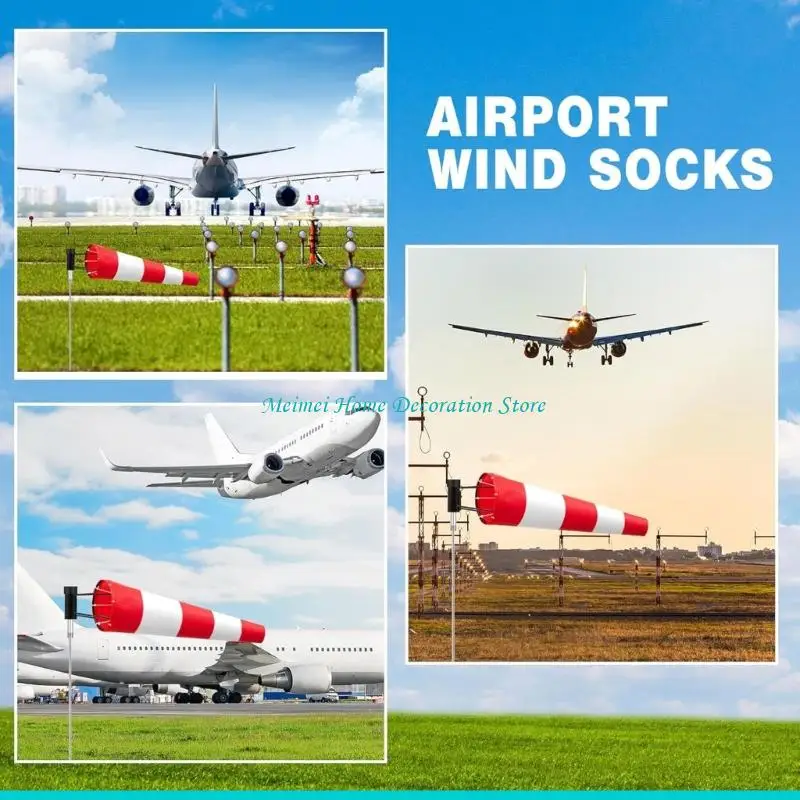 H7BF Airport Windsock Wind Direction Indicators Ripstop Outdoor Heavy Duty Wind Measurement Sock Bag with Reflective Belt view 2