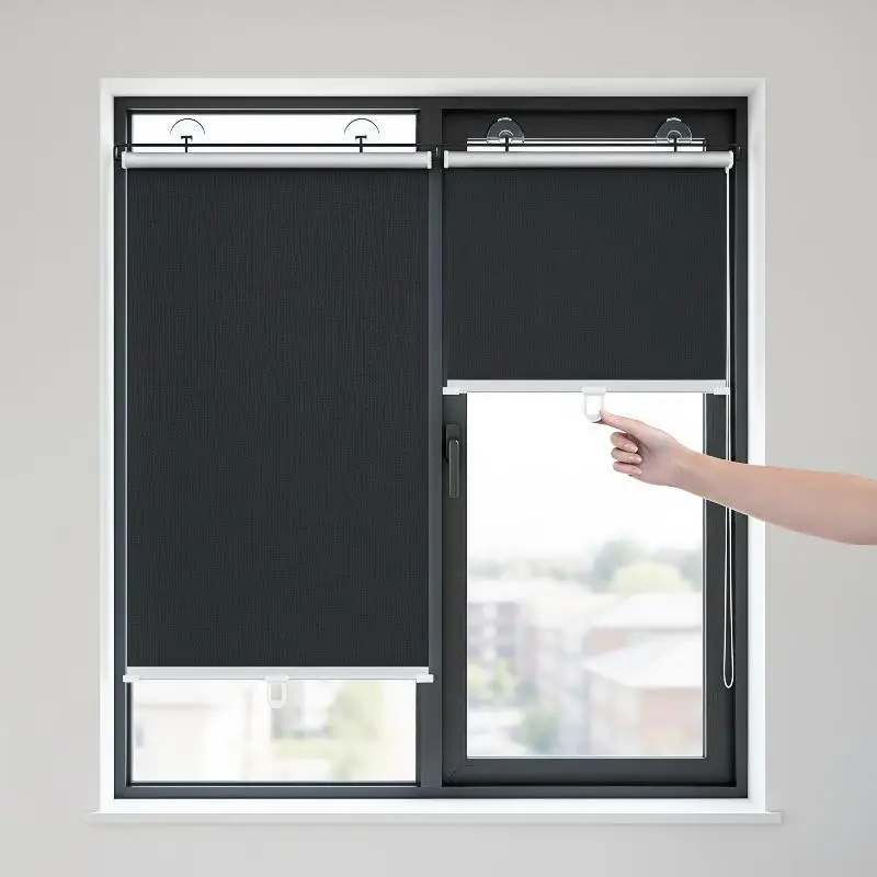 Tool-Free Install Roller Window Shades Dustproof Static Cling Blinds for Office Balcony Home Decor Accessories