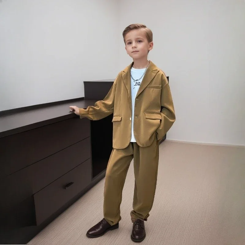 

Casual Blazers Jacket Trouser 2-piece School Host Performance Costumes Teens Kids Wedding Party Outfits Stylish Boys Blazer Set