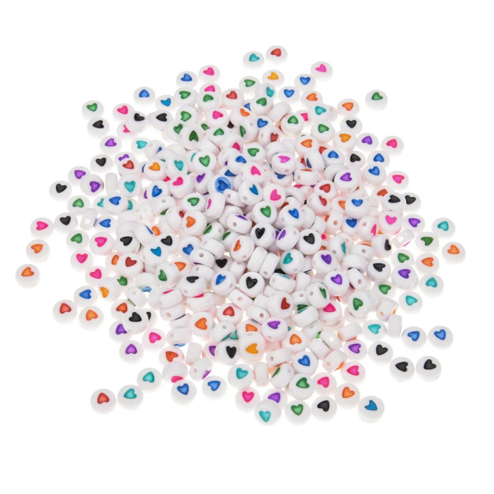 

400Pcs DIY Beads Jewelry Accessories Acrylic Love Pattern Loose Beads for Handmade Bracelets Necklaces Kids Educational Crafts