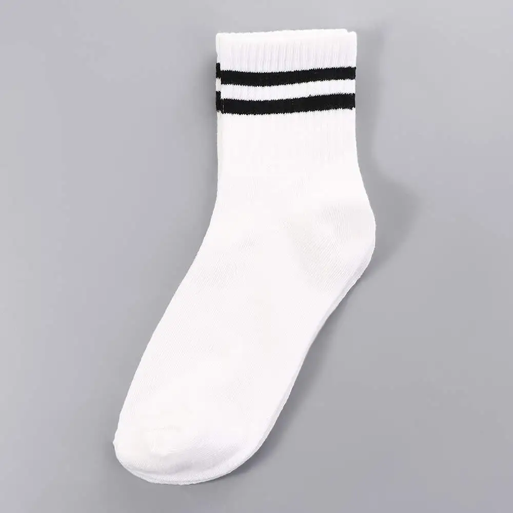 Harajuku Japanese Two Bar Unisex Sports Striped Female Socks Middle Tube Hosiery Casual Hosiery Korean Style Socks