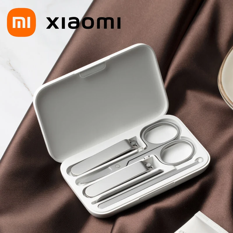 XIAOMI Mijia Nail Clipper Five-piece Set White High-quality Stainless Steel Magnetic Absorption Simple Five-piece Set Portable