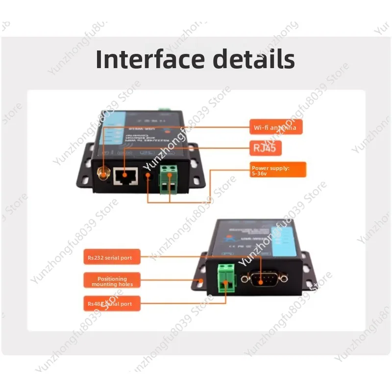 Wireless Serial Server RS232/485 To WIFI/RJ45 Network Port Industrial Communication Network Transmission Module USR-W610