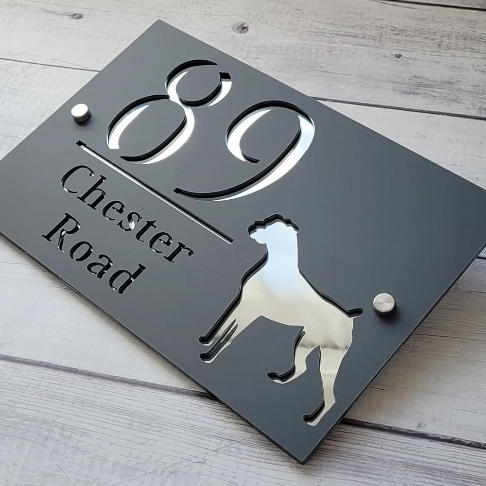 Large Size Pets Customized Outdoor House Number Sign Plate Acrylic Dogs Door Name 3D Floating Stylish Sign Street Address Plaque