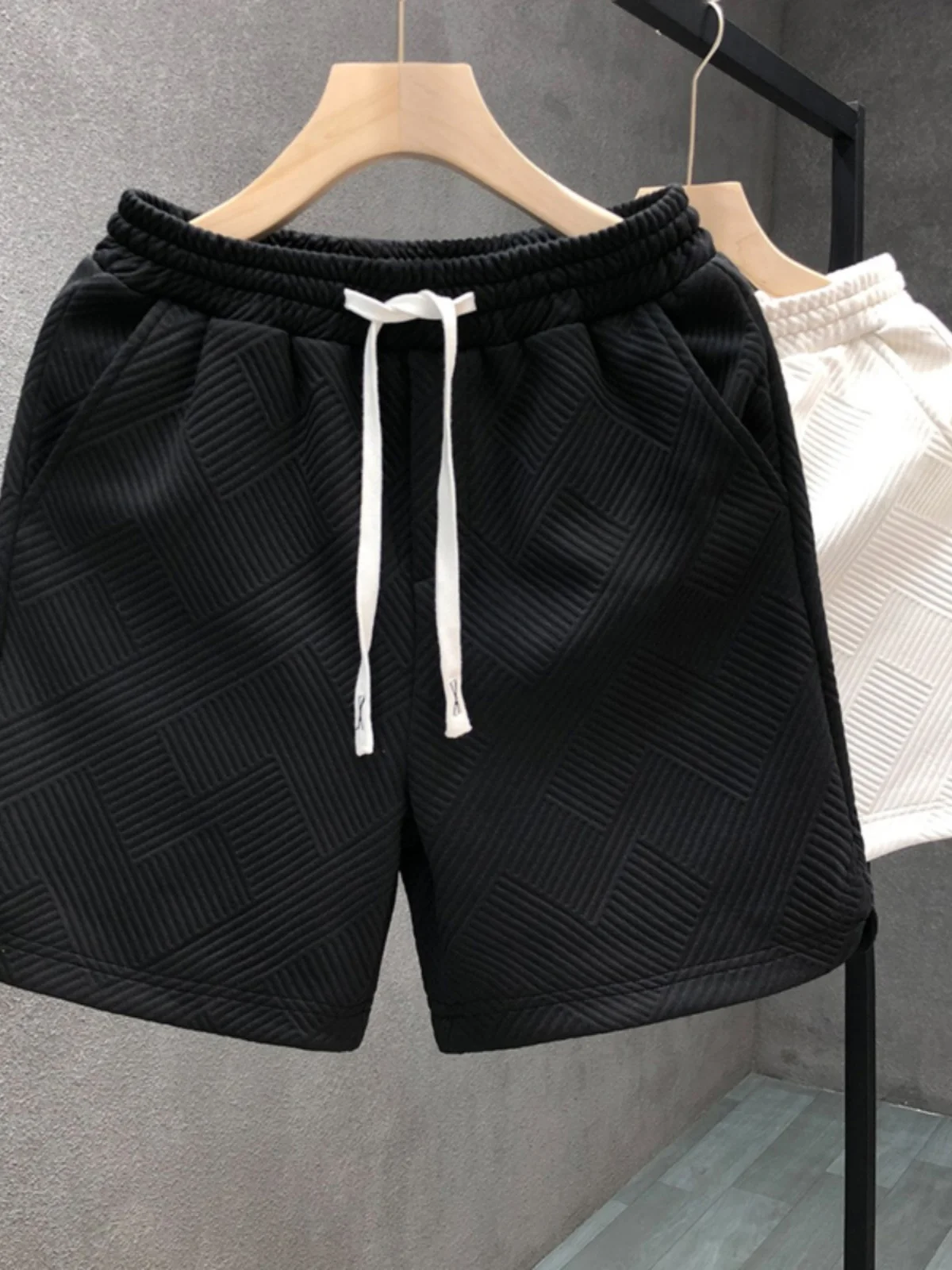 

Мужские модные шорты Changshi Yishi с ромбовидным узором, однотонные, универсальные, летние, прямого кроя, повседневные, длиной до колена