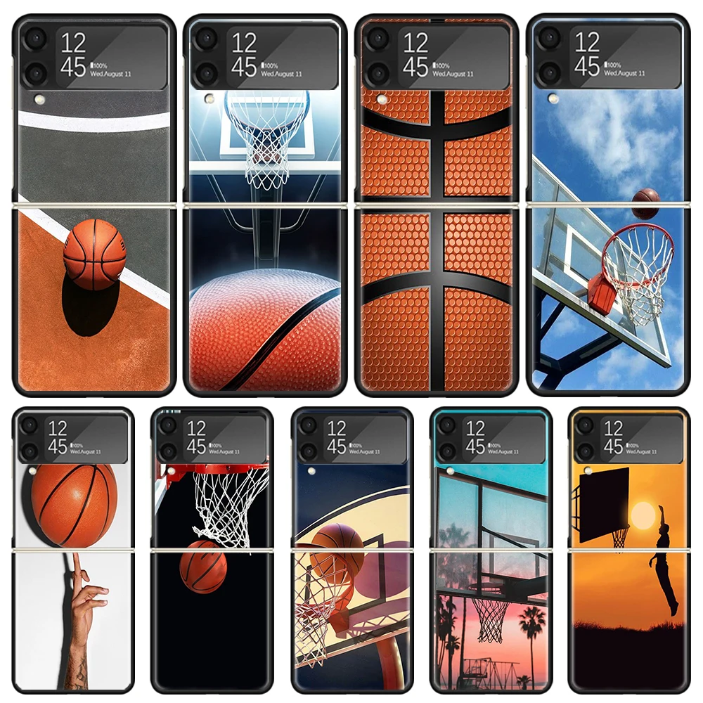 Basketball Basket Play Phone Case for Samsung Galaxy Z Flip3 5G Flip4 Flip5 Black Hard Cover Z Flip 5 4 3 PC Shell Zflip3 Coque