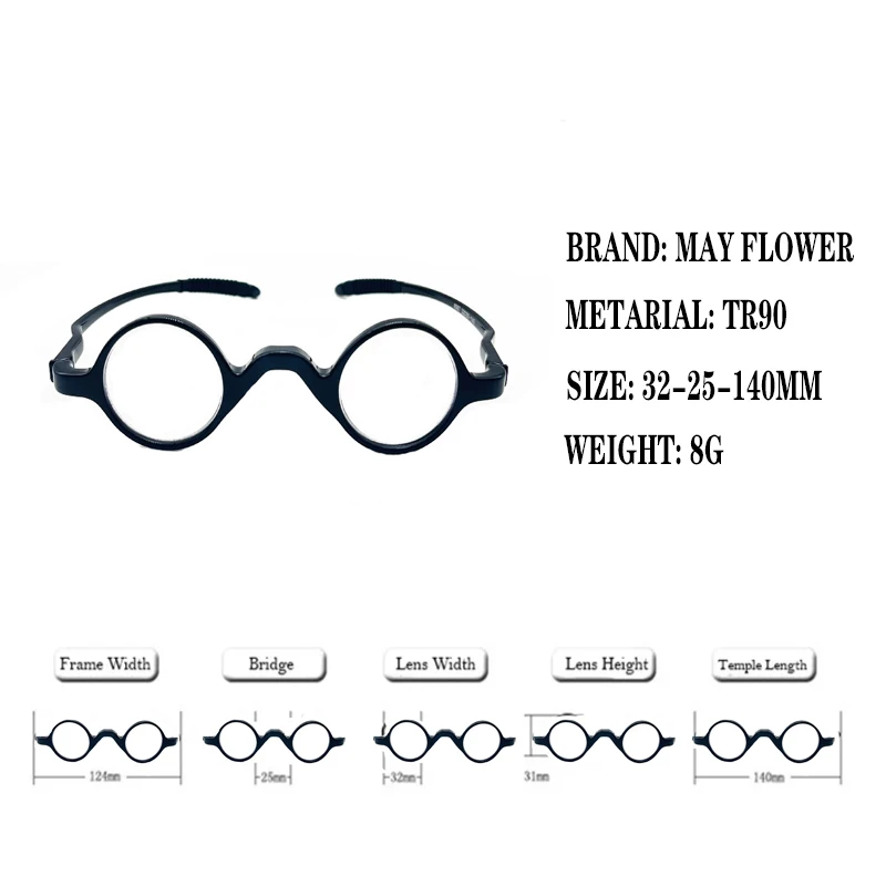 Mai Blume TR90 Tiny Lesebrille männer Brillen Rahmen Retro Anti Blau Runde Brillen Smart männer Gläser Für lesen +4 – Detail 4