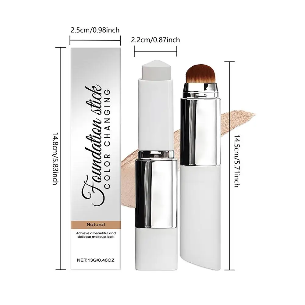 2-in-1 Color-Changing Foundation Stick Brightening Skin-nourishing Brush Multifunctional Lightweight Foundation Natural Makeup