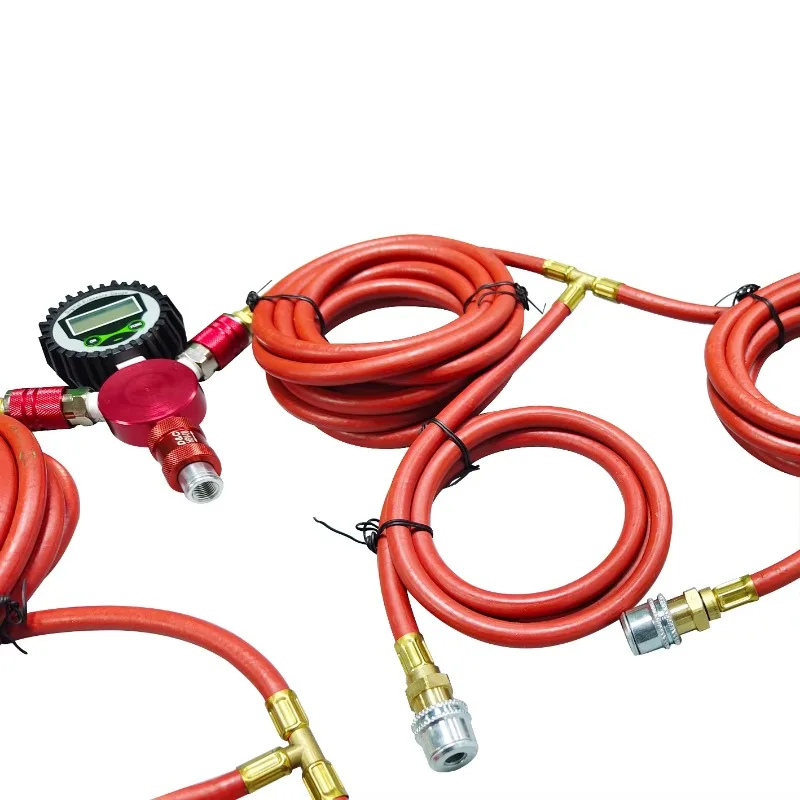 Air manifolds with digital gauge 4 way air hose tire inflation deflation kits