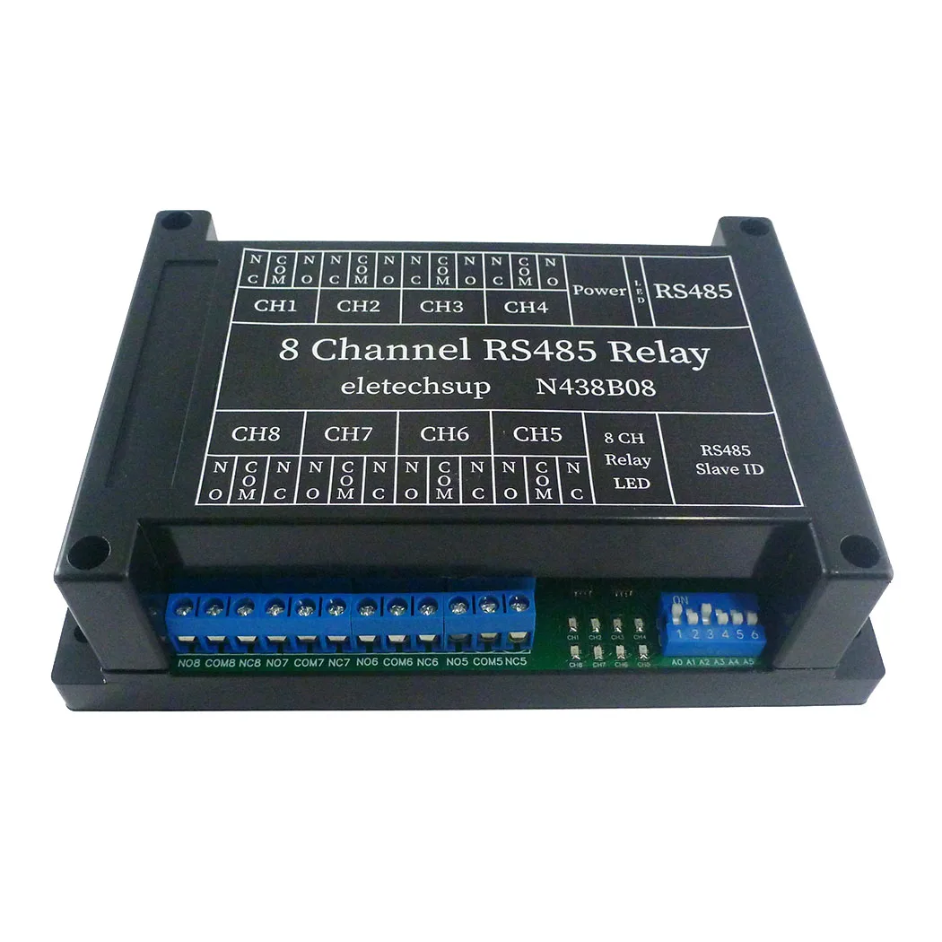 

High-Performance DC 12V 8Ch RS485 Bus Modbus RTU Relay Module with TVS Protection Integrated Circuit Technology