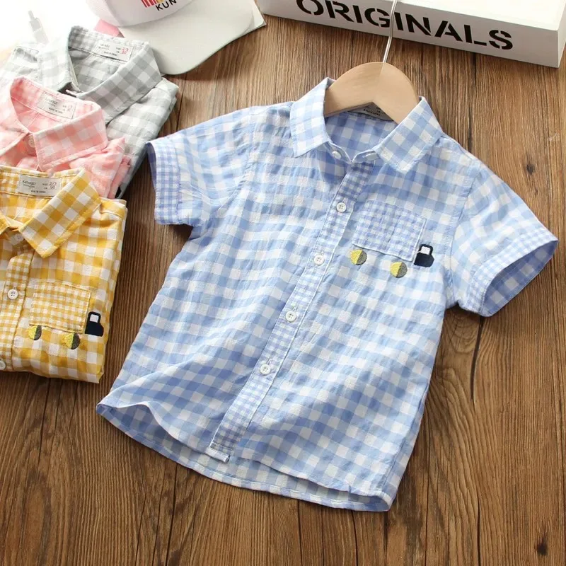 

Plaid Toddler Boys Shirts Kids Tops Summer Children's Clothes